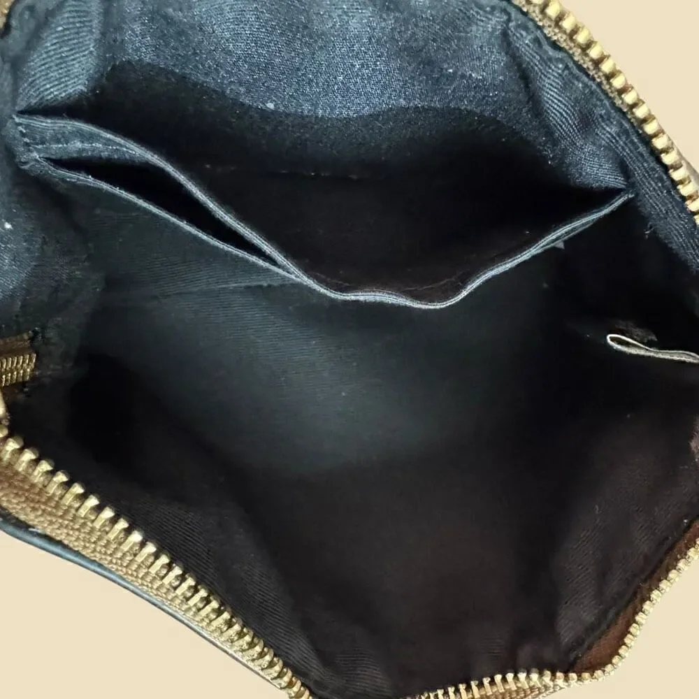 Coach Zip-Top Brown/Black Signature Wallet